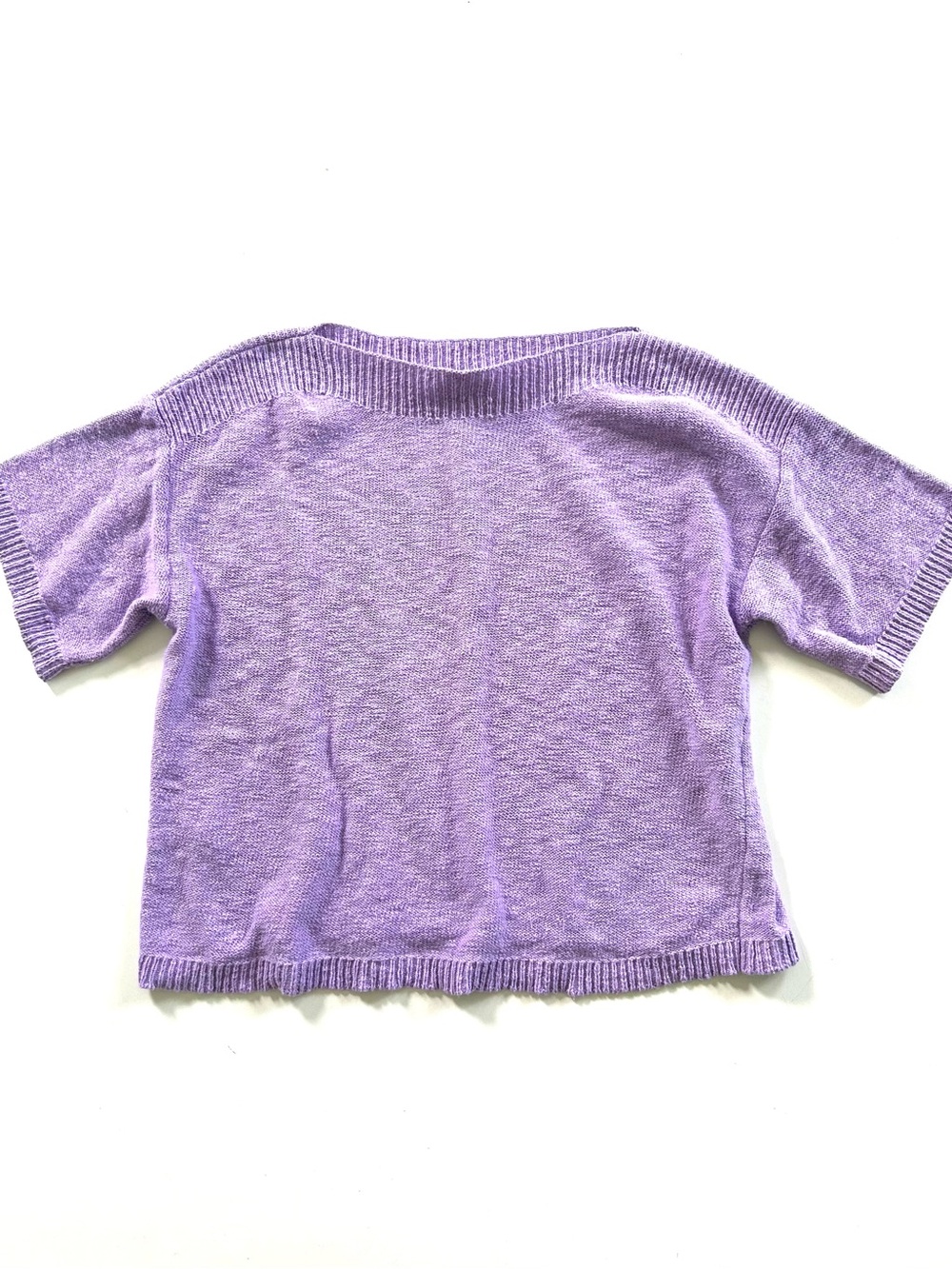 Loft Lavender Purple Cotton Short Sleeve Sweater